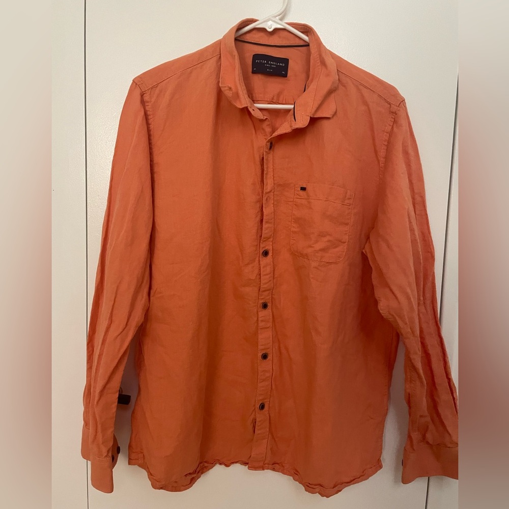 Orange Casual Full Sleeved Shirt for Men - Cotton, Made in India, Slim Fit